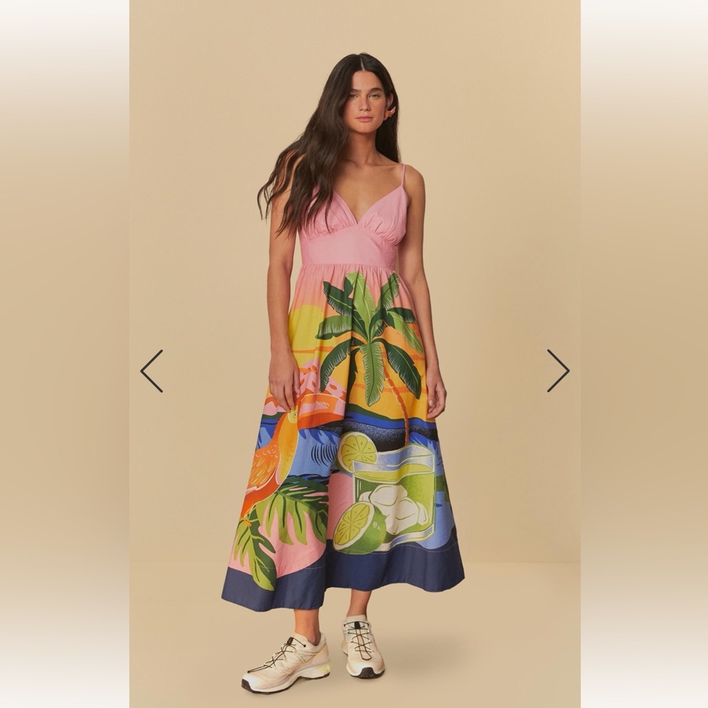FARM Rio Pink and Yellow Tropical Maxi Dress bought in Ipanema